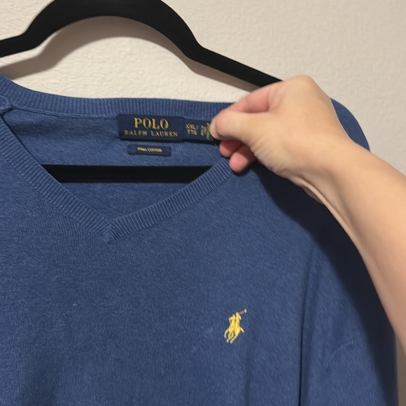 Polo Ralph Lauren Mens 100% Pima Cotton Pullover Sweater Blue XXL Tall EUC - Picture 2 of 7